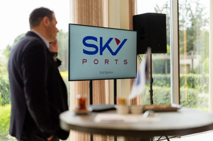 Sky Ports branding as a conference sponsor