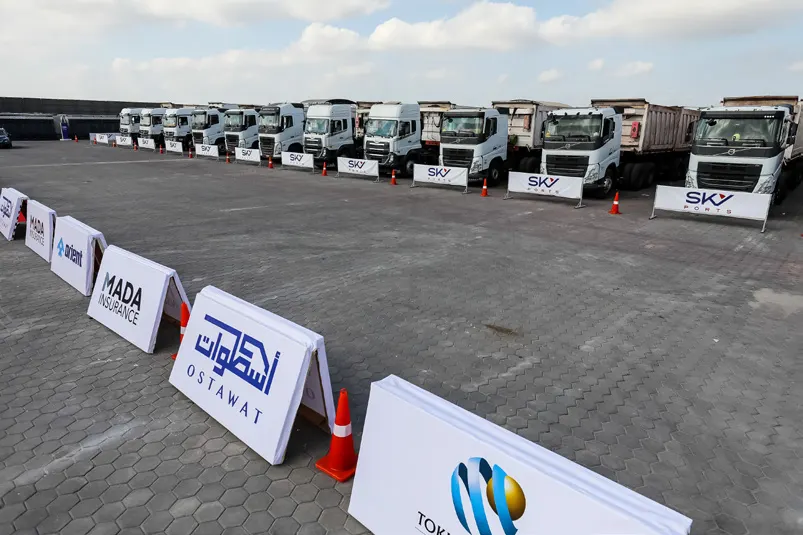 OSTAWAT partner fleet trucks supporting Sky Ports inland transportation